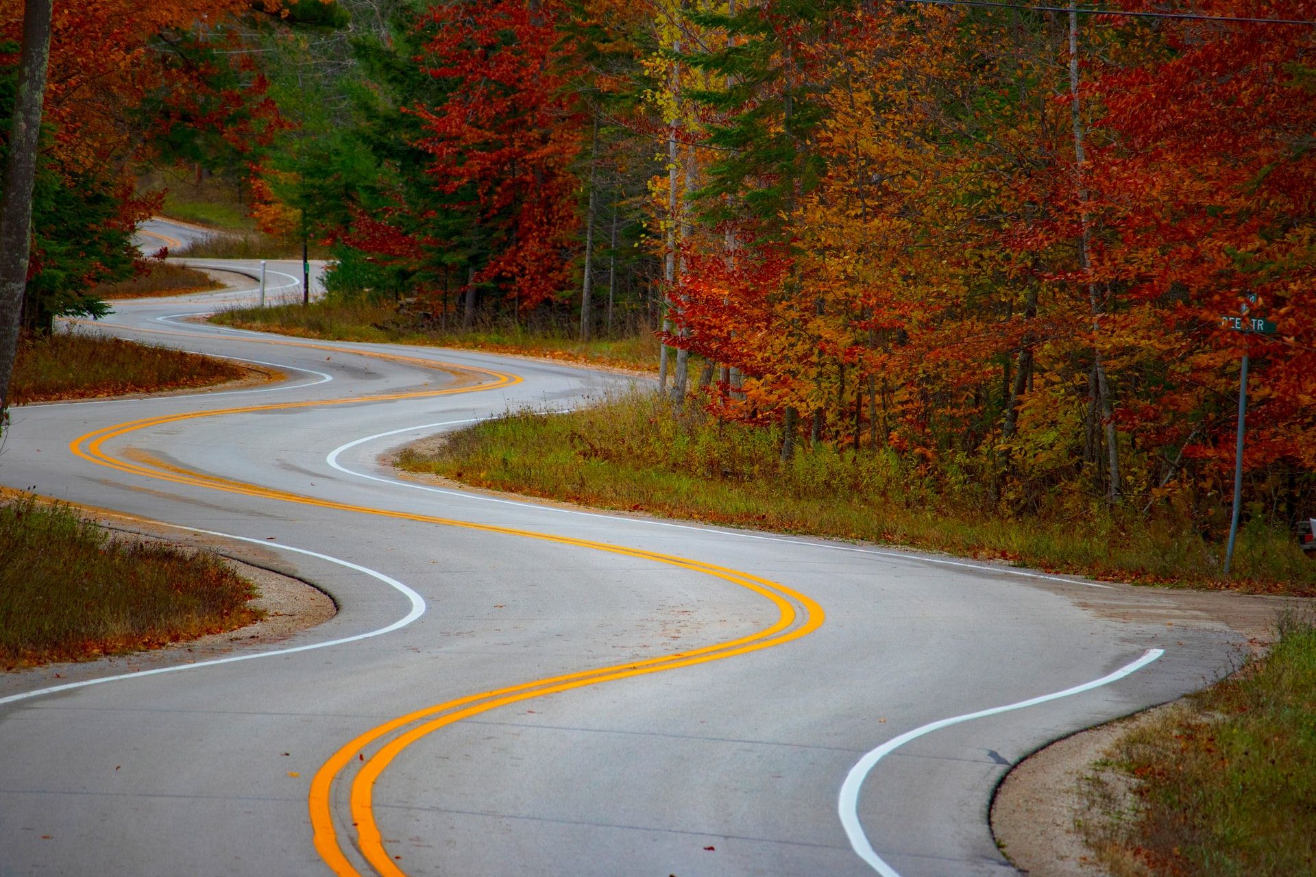 Looking down a very curvy road