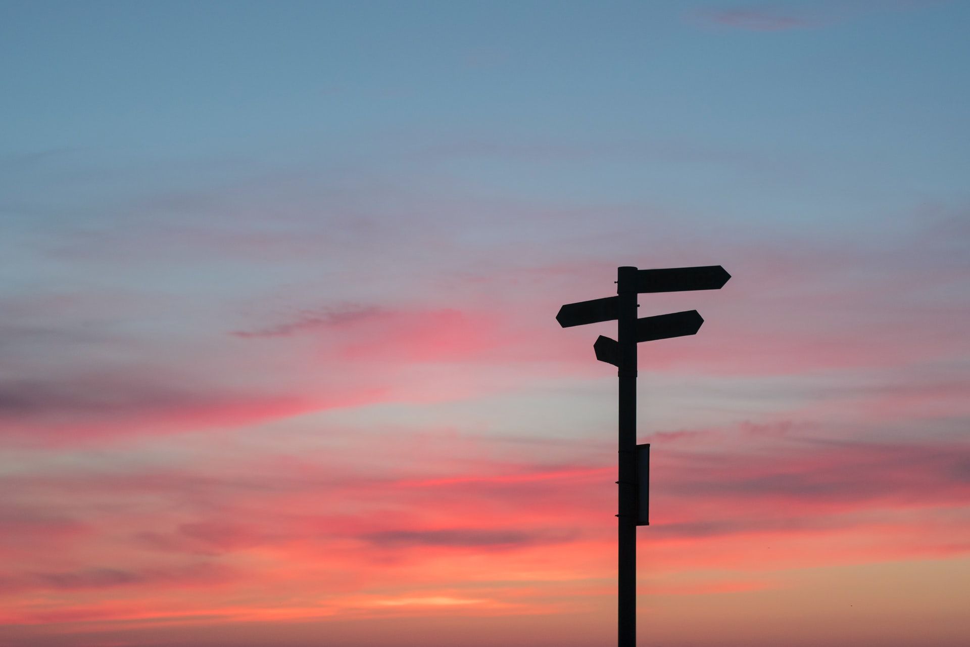 Signpost at dusk