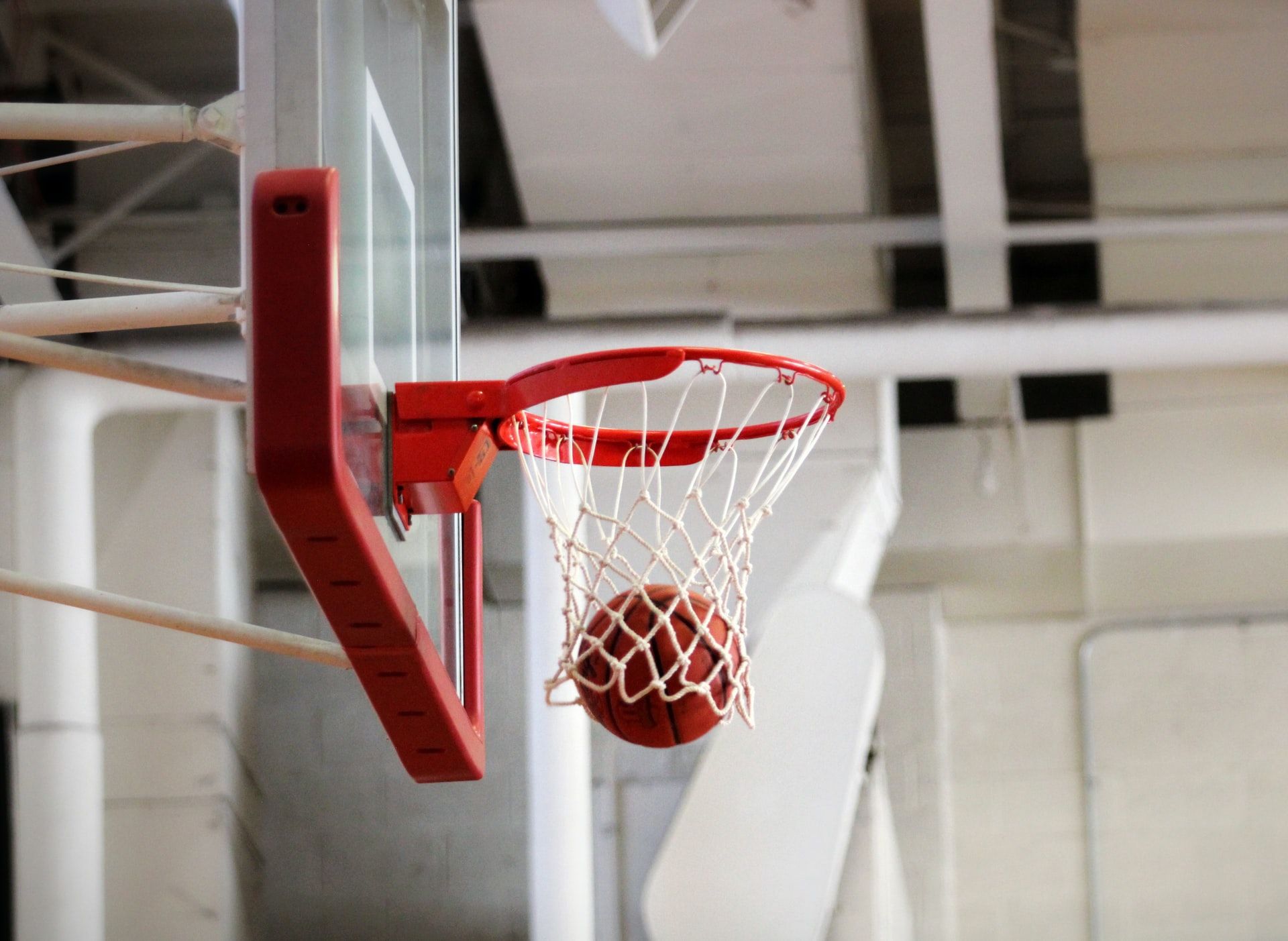 Basket ball hitting the net