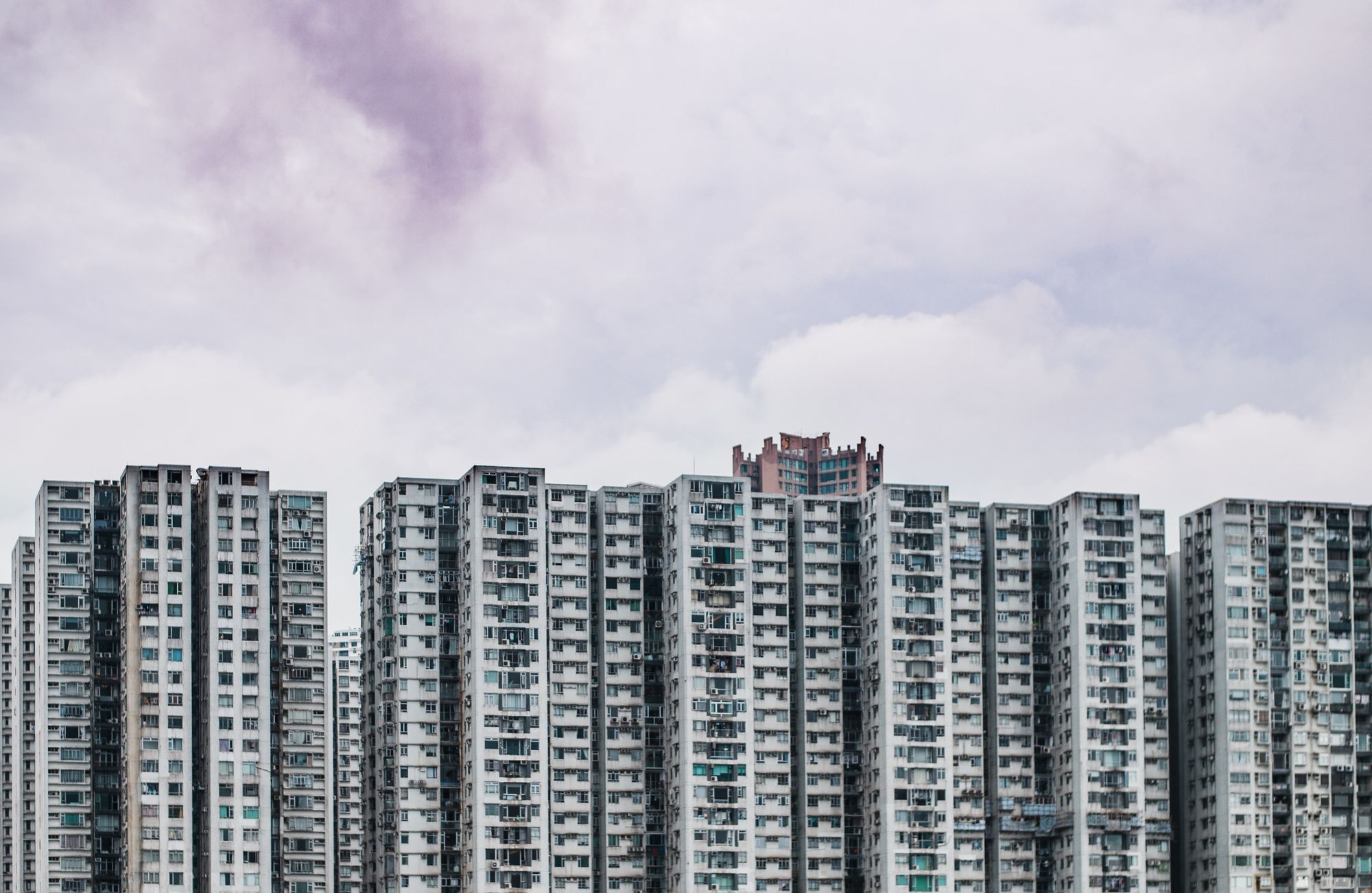Set of identical apartment buildings in Hong Kong